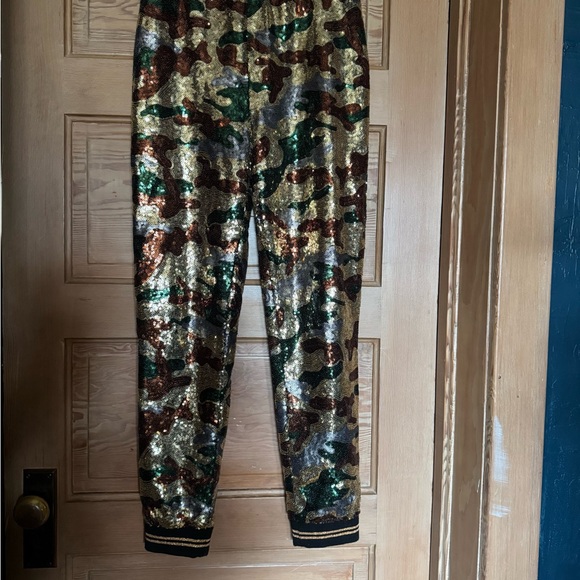 Camo Sequin Jogger Pants - Green, black and Gold - Picture 4 of 8